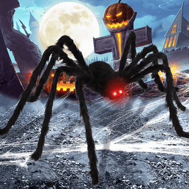 79" Halloween Giant Spider Decorations, Fake Scary Hairy Spiders Props for Halloween Decorations Indoor Outdoor Halloween Decor Yard Party Supplies Decoration