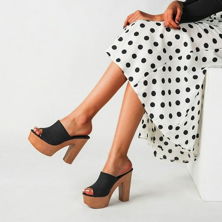 

Bescita Women Slippers Summer Style Fish Mouth Sexy Thick Heels High Heels