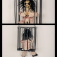 thumbnail image 3 of Halloween Horror Decorations Motion Sensor with Sound, Scary Skull Cage Prisoner Caged Jail, Hanging Ghost Light Up Eyes Decorations, 3 of 8