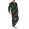 thumbnail image 2 of Honeii Geometric 1980s Styled Pattern Mens Pajamas Set,2pcs Men's Lounge Long Sleeve Sleep Shirt and Pajama Bottoms Sleepwear Set,Mens Pjs Sets-Medium, 2 of 7