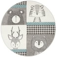 thumbnail image 2 of SAFAVIEH Carousel Kids Alphonse Animal Portraits Area Rug, Gray/Ivory, 4' x 4' Round, 2 of 10