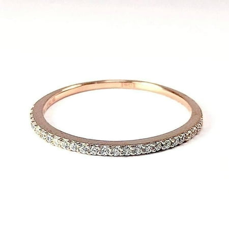 Platinum Cable Ring - ON SALE - Lillianne .22CT Pavé Band IOBI Simulated Diamond Ring 10.25 / 18K Rose Gold
