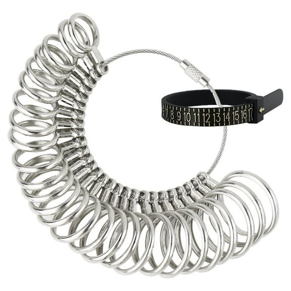 PHYHOO Stainless Steel Finger Ring Sizer Measuring Ring Tool, Size 1-13 with Half Size, 27 Pcs