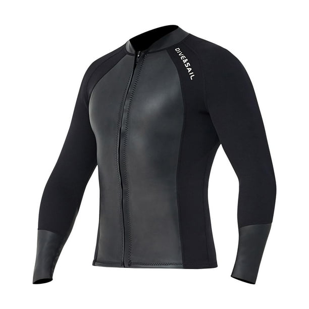 Traje de Neopreno Top Chaqueta de Buceo con Cremallera Frontal Manga Larga Mantener Caliente Hombres 2XL Sharpla
