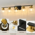 thumbnail image 3 of Bathroom Vanity Light Fixtures 5-Lights Gold and Black Bathroom Light Over Mirror with Clear Glass Shade Vanity Lights for Bathroom, 3 of 8