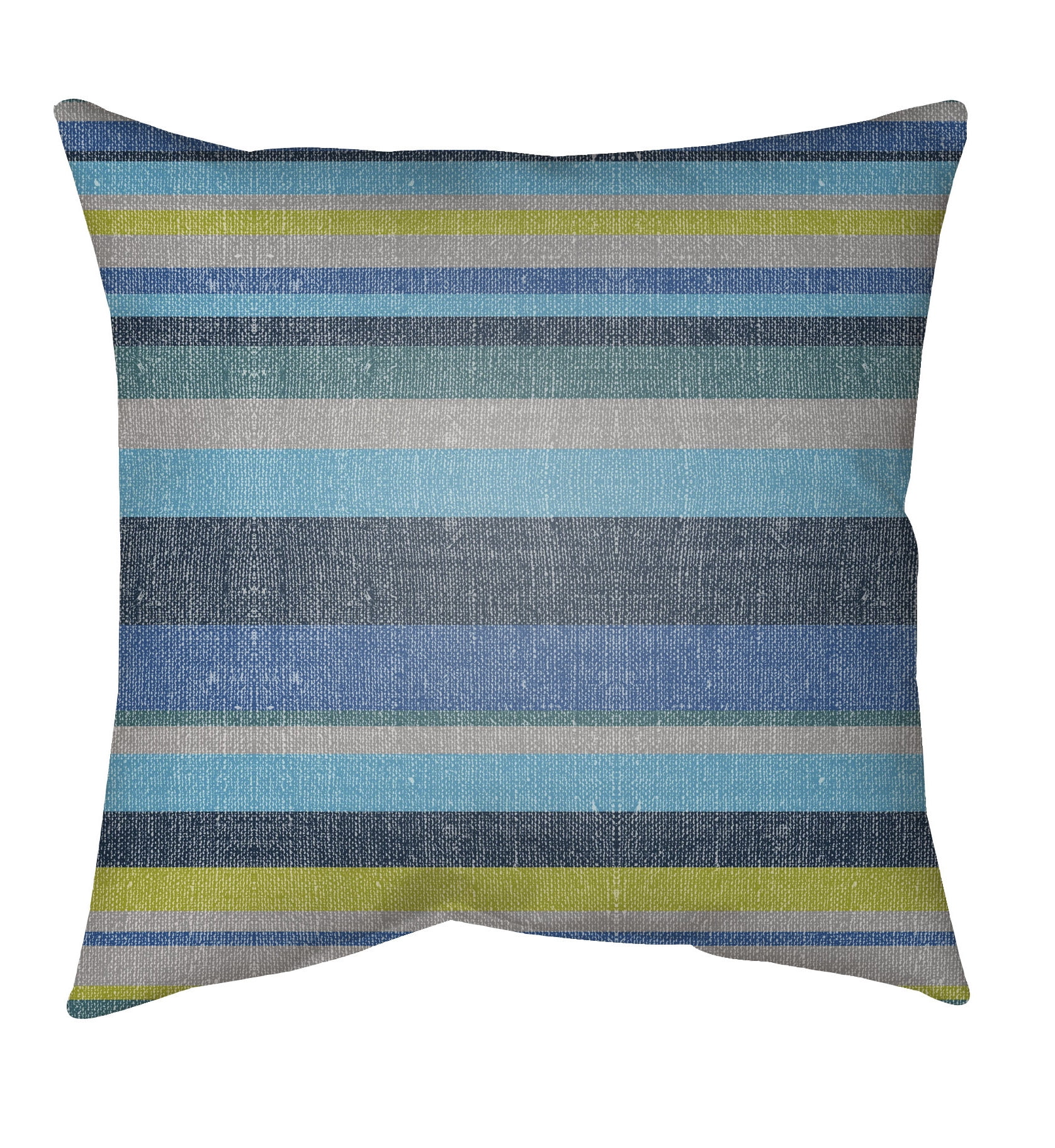 20" Blue and Green Striped Square Throw Pillow Cover