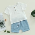 thumbnail image 3 of Gupgi 2 Pcs T-Shirts à Manches Courtes Unis pour Bébés Garçons + Shorts avec Poches, 3 of 9