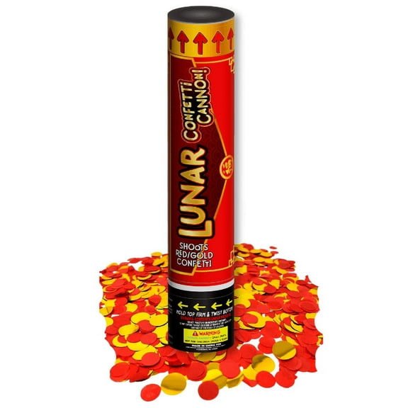TNT Fireworks, Lunar New Year Confetti Cannon 12 Pack, Gold and Red Confetti