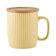 thumbnail image 1 of Taza de cerámica de 400 ml con rayas verticales es fresca y sencilla. Taza de desayuno con rayas verticales y tapa. Taza de café de oficina y taza de agua., 1 of 5