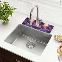 Yayeee Faucet Mat for Kitchen Sink 14.7" Diatomite Long Splash Guard Pad, Night Purple Road
