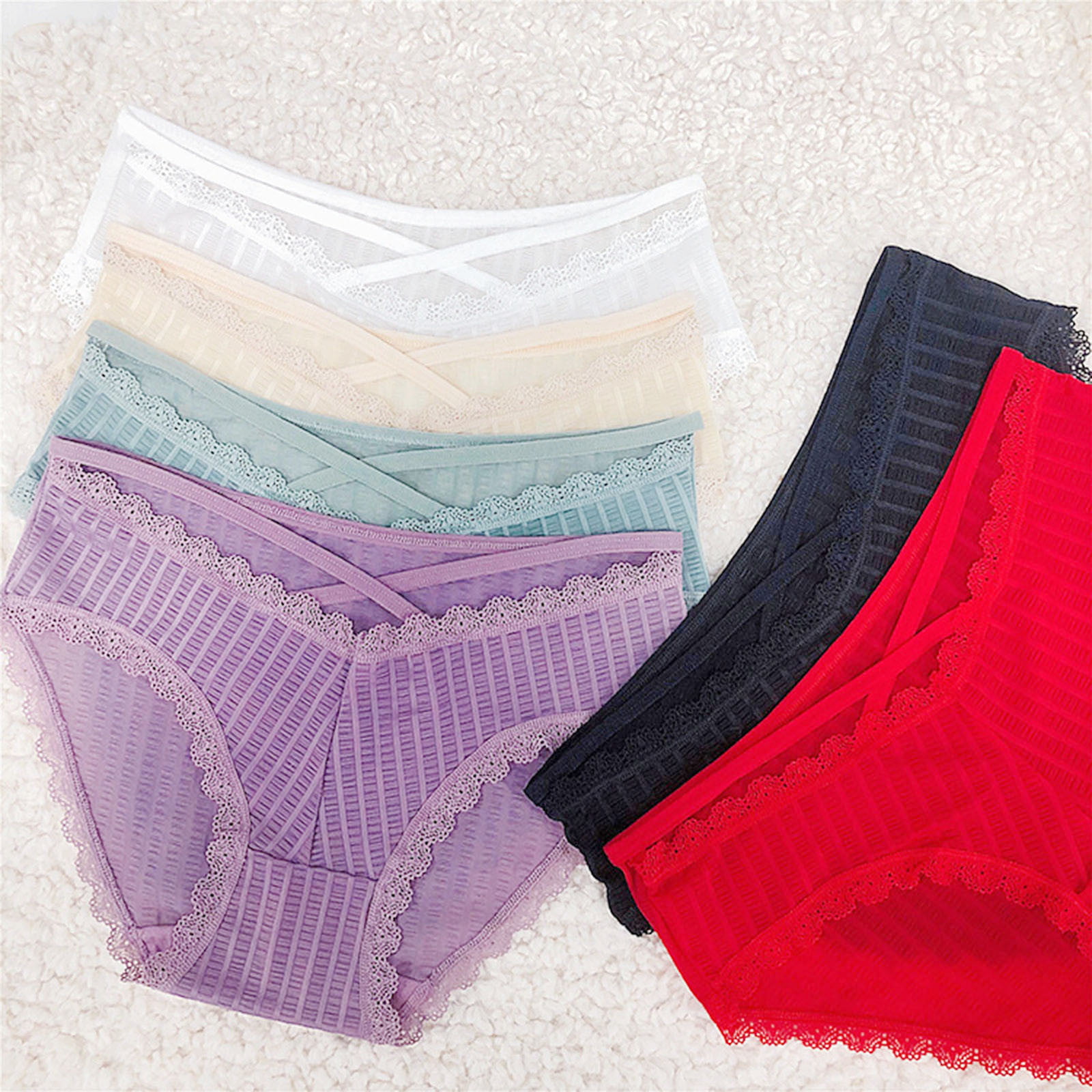 zuwimk Cotton Thongs For Women,Women Assorted Lace Underwear Cute Bow-Tie  Lingerie Thongs Black,S