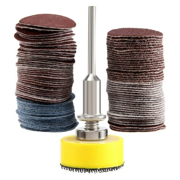 100Pcs 25Mm 1 Inch Sander Disc Sanding Disk 100-3000 Grit Paper With 1Inch Abrasive Polish Pad Plate   1/8 For Rotary Tool