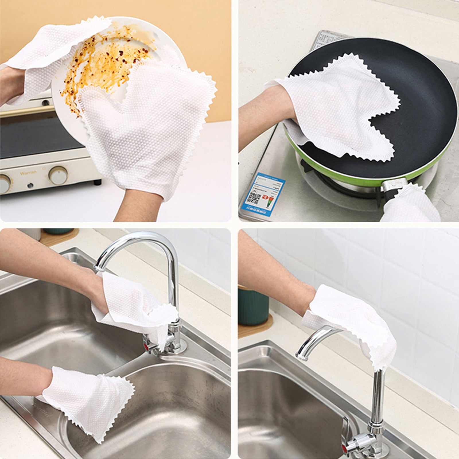 Dengmore 30 Pieces Dust Removal Gloves Disposable Wipes Fish Scale  Household Cleaning Mitt Non Woven Fabric Dusting Washable Duster Glove Wet  and Dry Kitchen for Home Supplies, White 