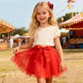 thumbnail image 2 of XEGLSBU Girls Dresses 5T Winter Enchanting Girls Party Dress with Bow Hair Clip Cute Solid Flutter Sleeve Skirt for Festive Girls Age 4 9 Lightweight Elegant Appropriate Red Size 2-4 Years, 2 of 5