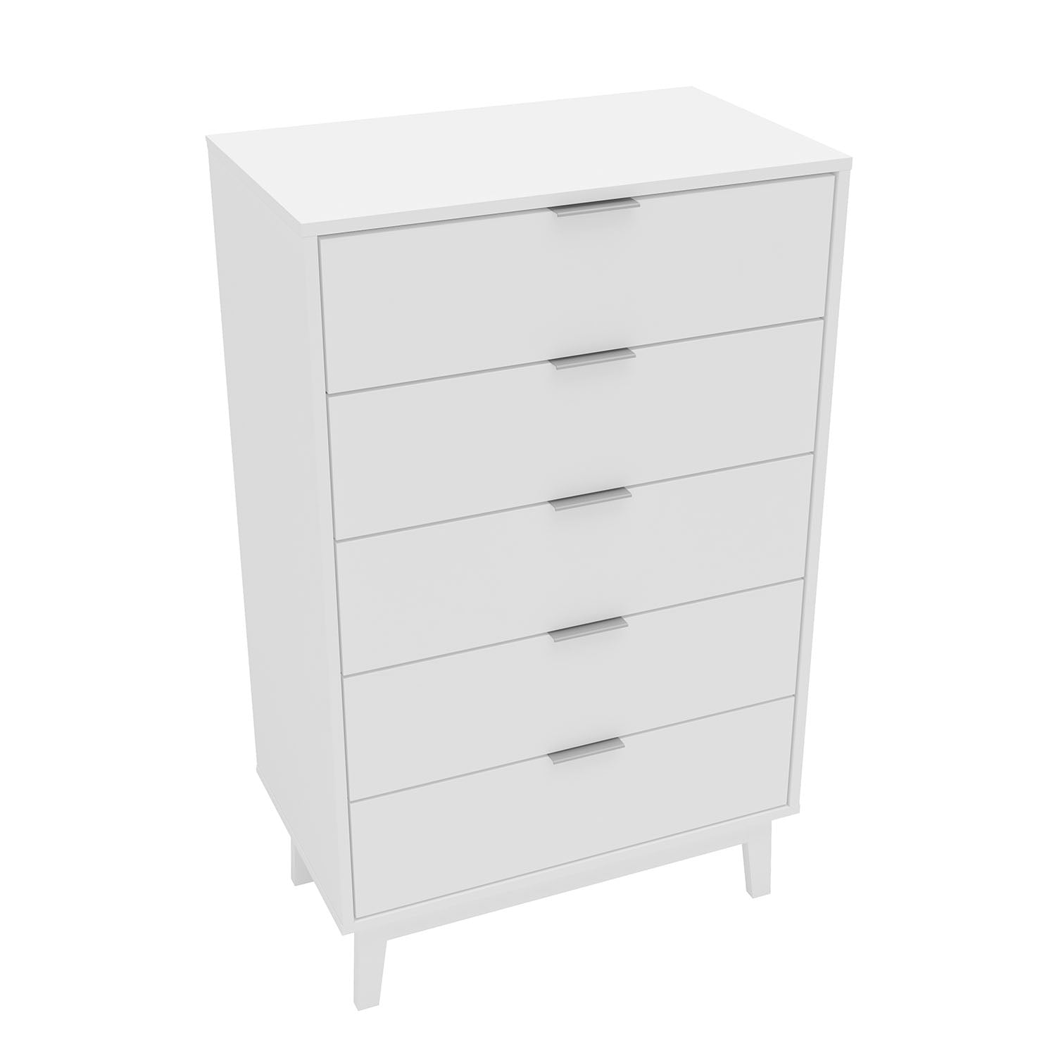 Polifurniture Victoria Modern 5 Drawer Wood Dresser, White