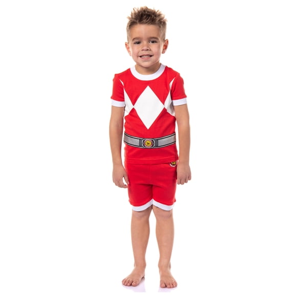 Power Rangers Toddler Kids' Mighty Morphin Character 2 Piece Tight Fit Short Sleeve and Shorts Pajama Set Loungewear