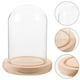 thumbnail image 2 of Vitrina de vidrio transparente con cubierta de exhibición de cúpula de vidrio transparente con base de madera, 2 of 5