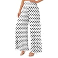 thumbnail image 2 of Sewkxo Women's Polka Dot Lounge Pants High Waist Loose Fit Wide Leg Casual Trousers with Pockets,Gray XL, 2 of 5