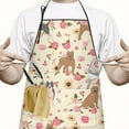 thumbnail image 2 of Pitbull Dog and Flower Floral Apron-Garden Aprons for Women with Pockets-Cotton Linen Waterproof Kitchen Cooking Gardening Aprons Adjustable for Kitchen,Cooking,BBQ and Salon 33x27 Inch, 2 of 7