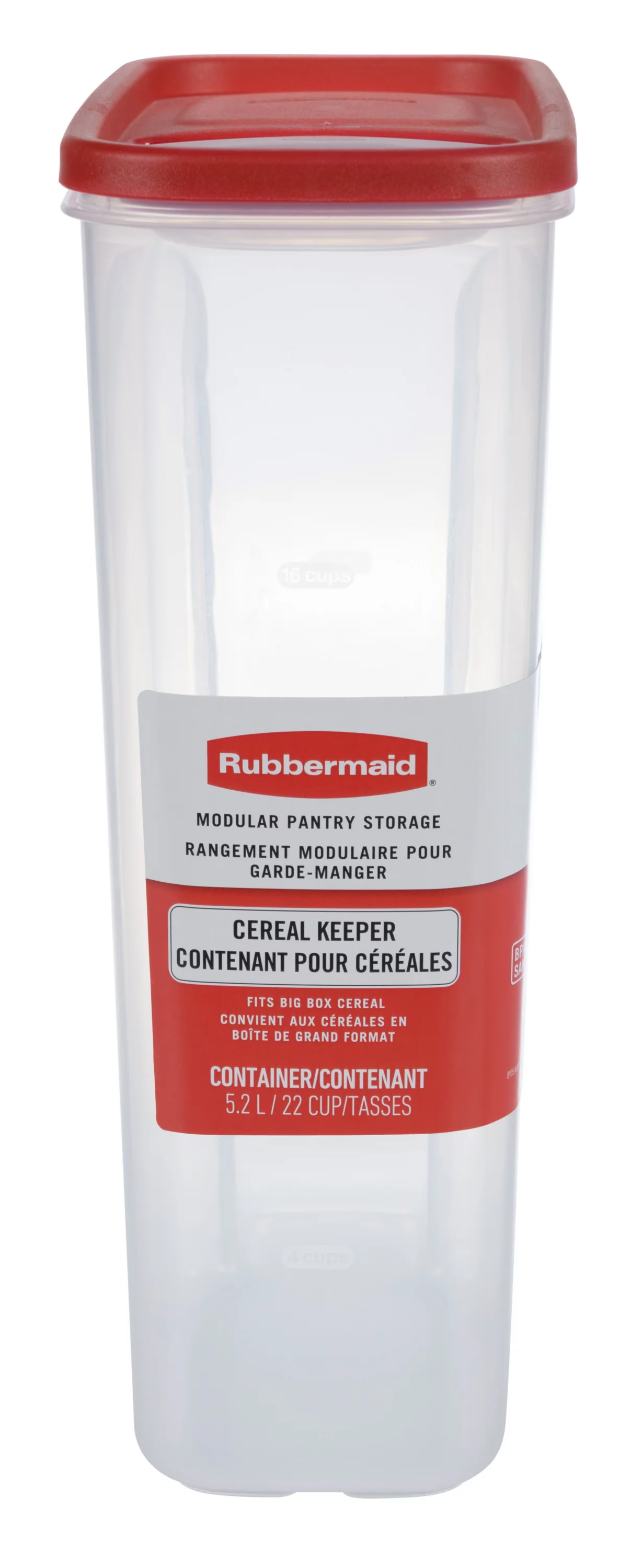 Rubbermaid Cereal Keeper Modular Pantry Food Storage Container, 5.2 L (22 Cup), 1 Count, BPA-Free