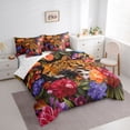 thumbnail image 3 of Homewish Safari Leopard 7-Piece Bedding Comforter Set,Wild Flower Floral King Bedding Sets,Purple Orange Pink Bed Sheets For Boys Teens,Super Cozy Room Decor Reversible, 3 of 8