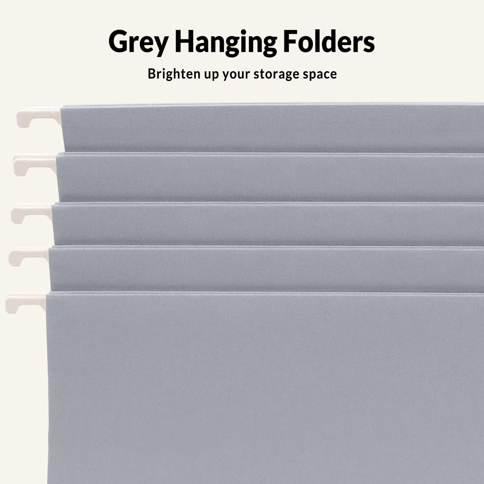 Hanging File Folders Legal Size  Gray 25 Pack 1/5-cut Tabs Stay Organized For Your Home And Office Bulk Documents