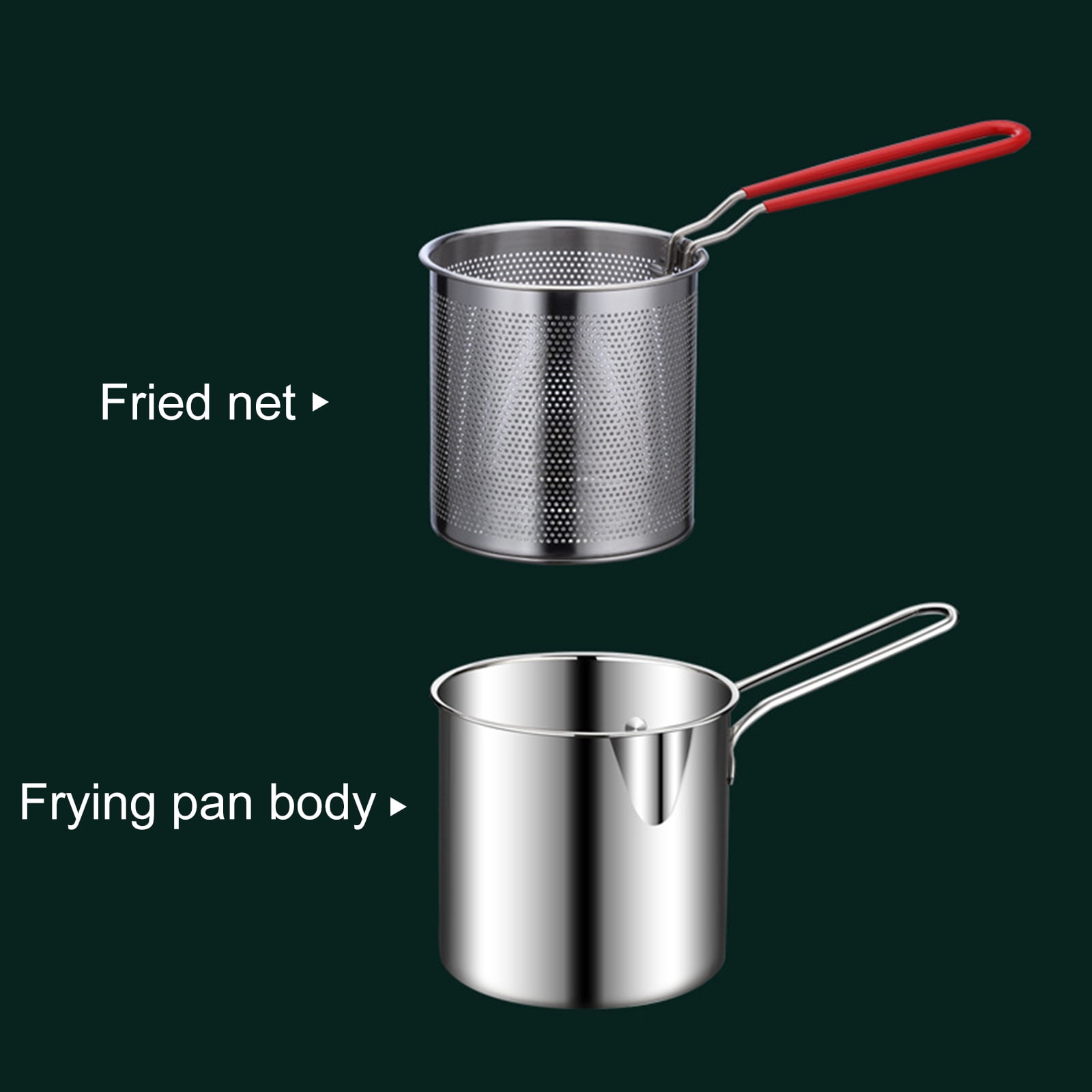 MATHOWAL 1200ML Deep Frying Pot 304 Stainless Steel Kitchen Fryer With ...