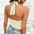 thumbnail image 5 of ClodeEU Women's Halter Neck Sleeveless Tank Top,Casual Slim Fit Cami Shirt for Summer Yellow,Women's Plus XL, 5 of 6
