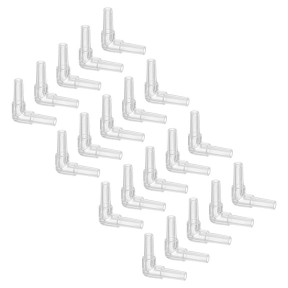 20Pcs Aquarium Air Valve Connectors, Plastic Inline Tubing L-shaped Non-return Valves for 4mm ID Airline Tubing Fish Tank Pond Air Line, Clear