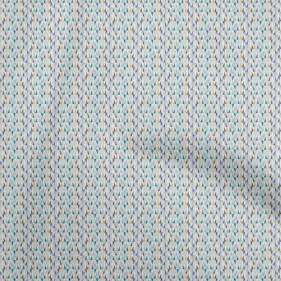 oneOone Cotton Poplin Twill Medium Blue Fabric Triangle Quilting Supplies Print Sewing Fabric By The Yard 56 Inch Wide-3C