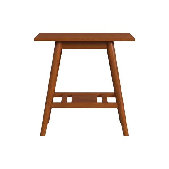 Linon Ashville Mid-Century Indoor Accent Side Table with Shelf, 22" Tall, Walnut