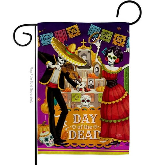Breeze Decor G120260-P3 La Baile de Los Muertos Falltime Day of Diad 13 x 18.5. in. Double-Sided Decorative Vertical House Garden Flag for Decoration Banner Yard Gift