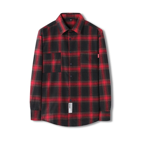 purcolt Men's Plus Size Long Sleeve Flannel Plaid Shirt Jacket Fashion Casual Regular-Fit Button up Blouse Fall Winter Coat Outerwear Tops with Pocket