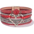 thumbnail image 1 of 1 Pcs Heart Leather Wrap Bracelets Stackable Boho Cuff Bangles Trendy Resin Stone Rhinestone Bracelets With Magnetic Clasp For Women Christmas Gift, 1 of 5