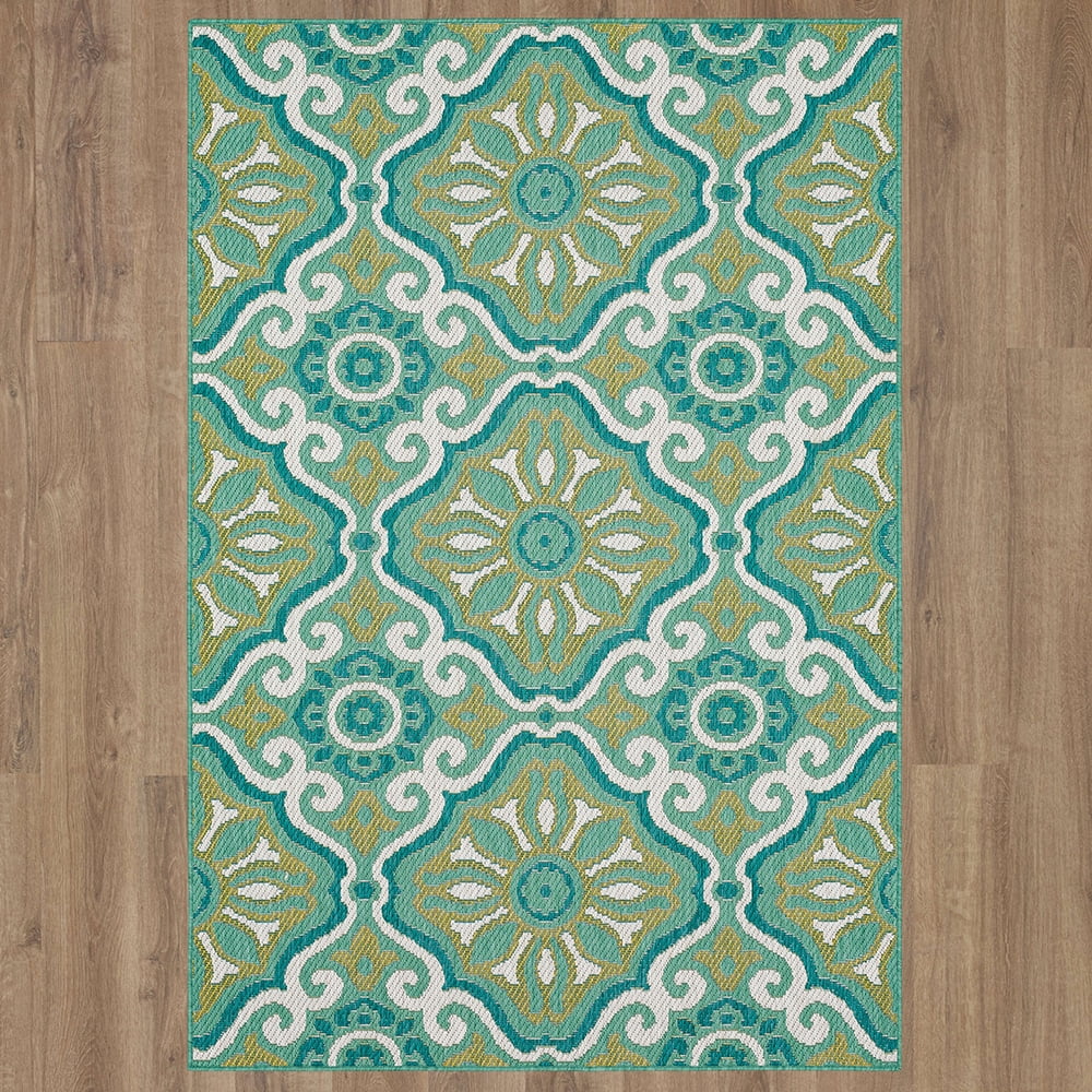 Mohawk Home Positano Outdoor Area Rug, Teal, 10' x 13'