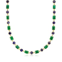 Ross-Simons 35.00 ct. t.w. Emerald and 18.00 ct. t.w. Sapphire Necklace in 18kt Gold Over Sterling, Women's, Adult