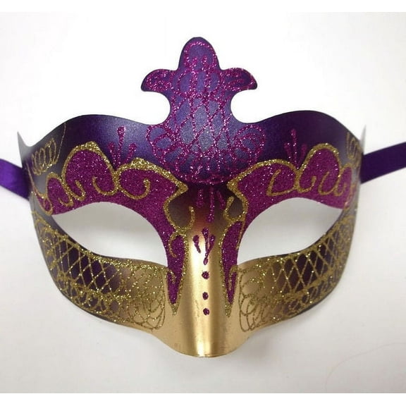 Purple Gold Scroll Venetian Mardi Gras Mask Masquerade Costume Prom Dance