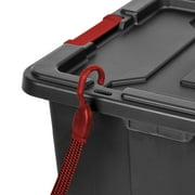 Sterilite Large Industrial Storage Bin, 27 Gallon Durable Plastic Storage Tote with Latching Lid and Integrated Handles, Black, 4 Pack