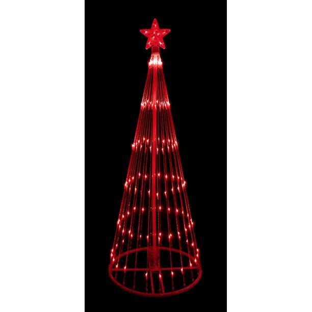 9 Red LED  Light  Show Cone Christmas Tree Lighted Yard Art 