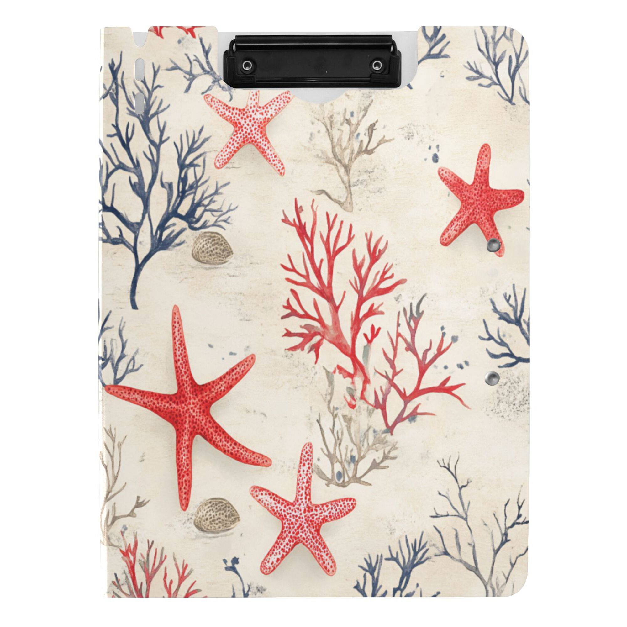 FORMRS A4 Clipboard Folder with Pen Holder Horizontal Foldable School Office Binder, Light Red Starfish