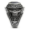 thumbnail image 3 of Mens 316 Stainless Steel Wide Band Air Force Sapphire CZ Ring - Size 10, 3 of 4