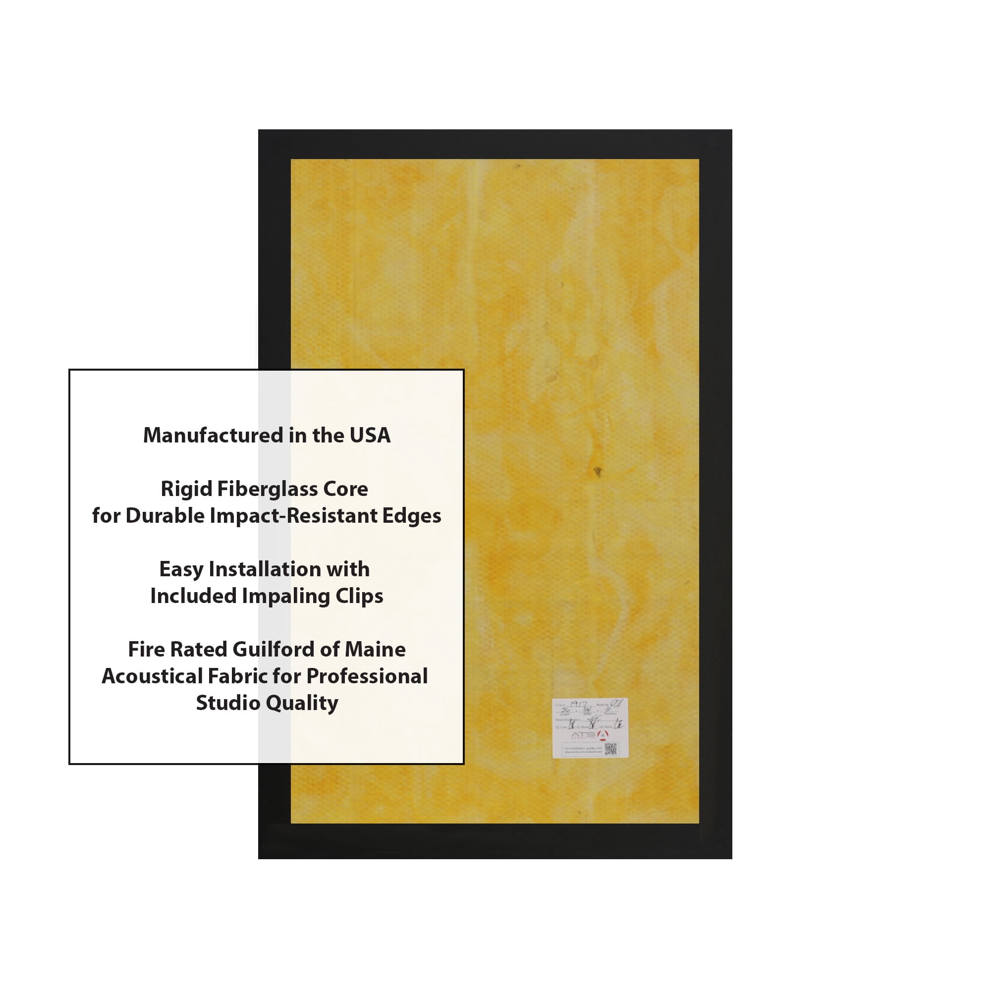 ATS Acoustics Hardened Edge Fire Rated Professional Studio Quality Acoustic Panel 24x36x2