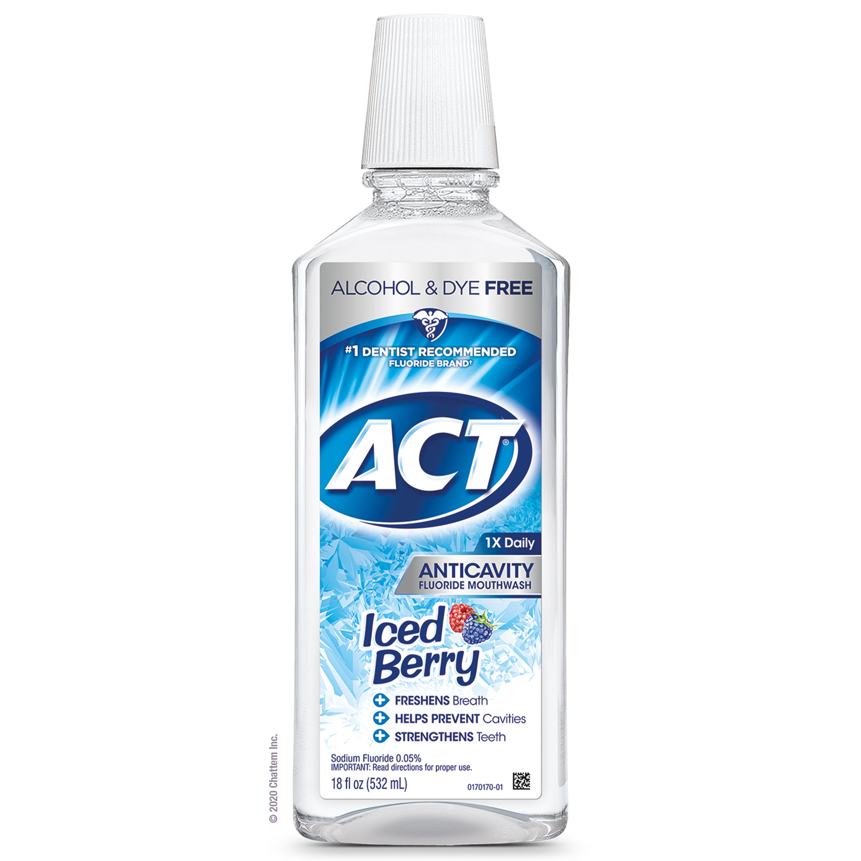 Act Anticavity Mouthwash 18 Oz Iced Berry Dye Free Walmart Com Walmart Com
