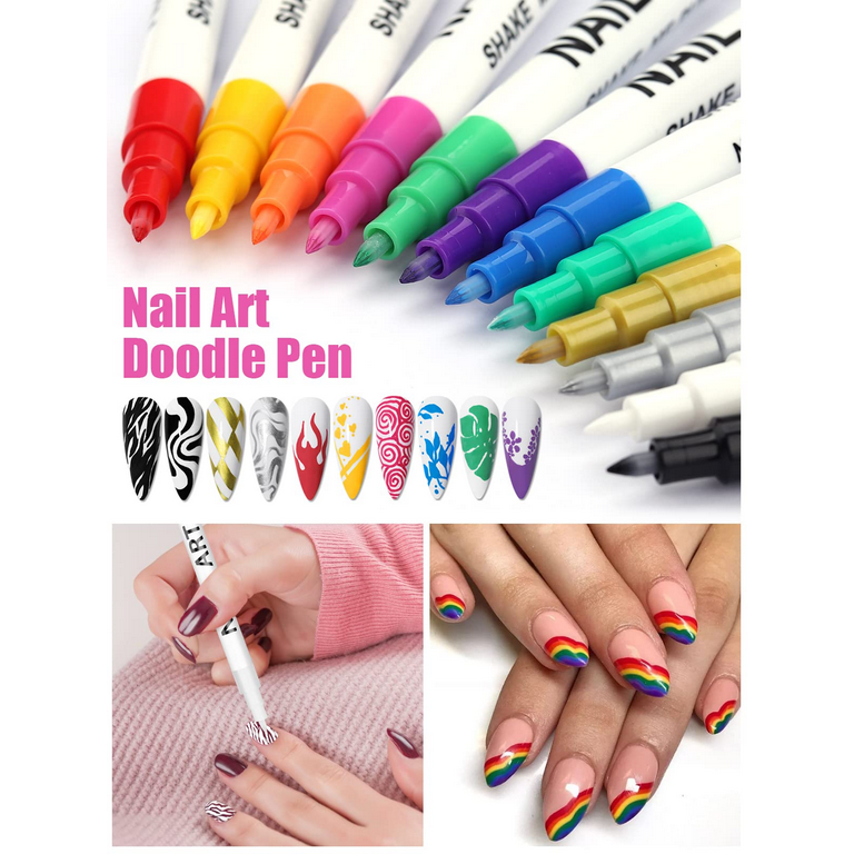 3D Nail Art Pens Set 12Pcs Quick Dry Waterbased Marker With Comfortable Pen  Handle Portable Nail Art Equipment For Draw Abstract - AliExpress