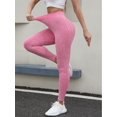 thumbnail image 2 of Women's Seamless V Back Gym Leggings Low V Cut Butt Lifting Ribbed Yoga Pants Yoga Sports Pink L, 2 of 5