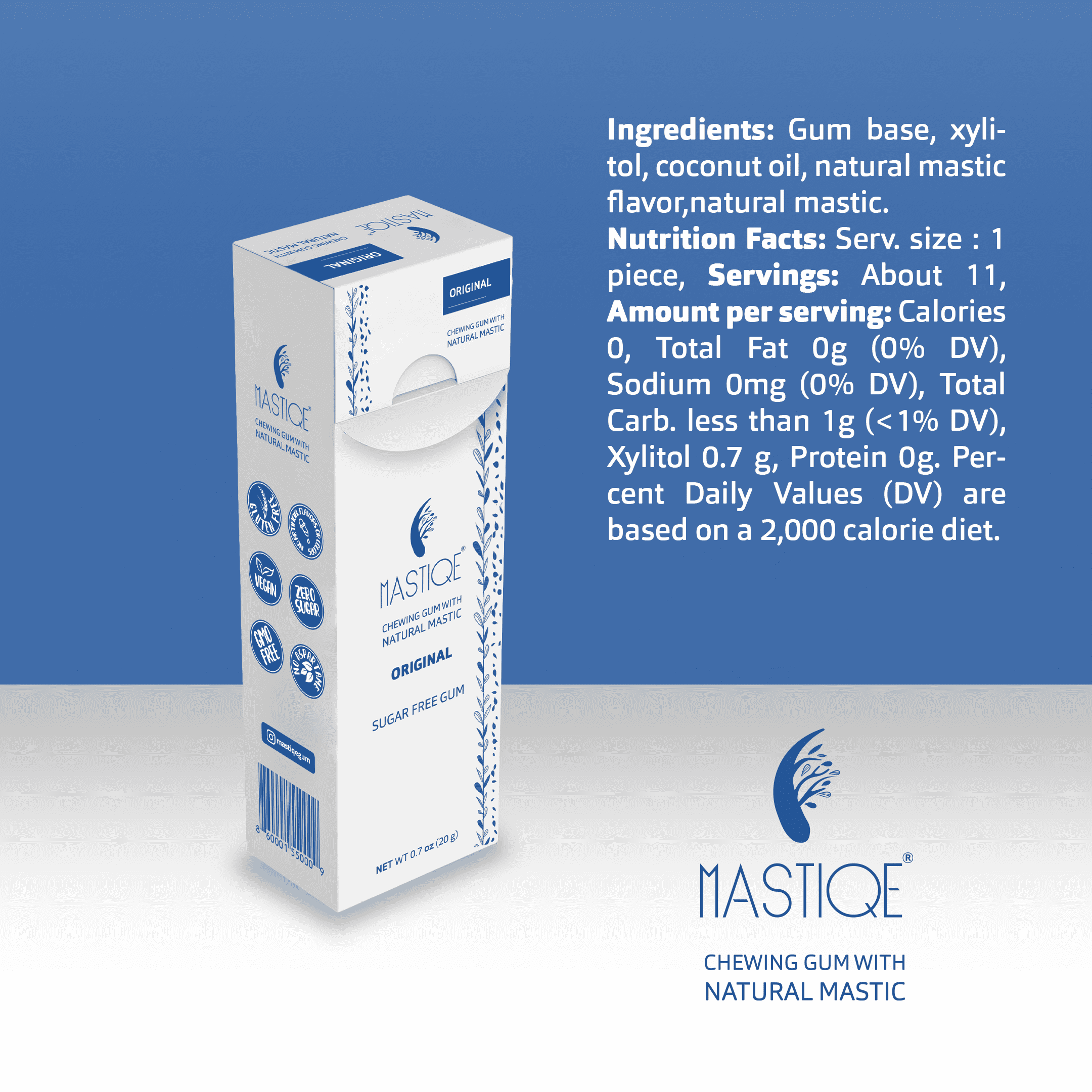 Mastiqe Sugar Free Chewing Gum with Natural Mastic -Plain
