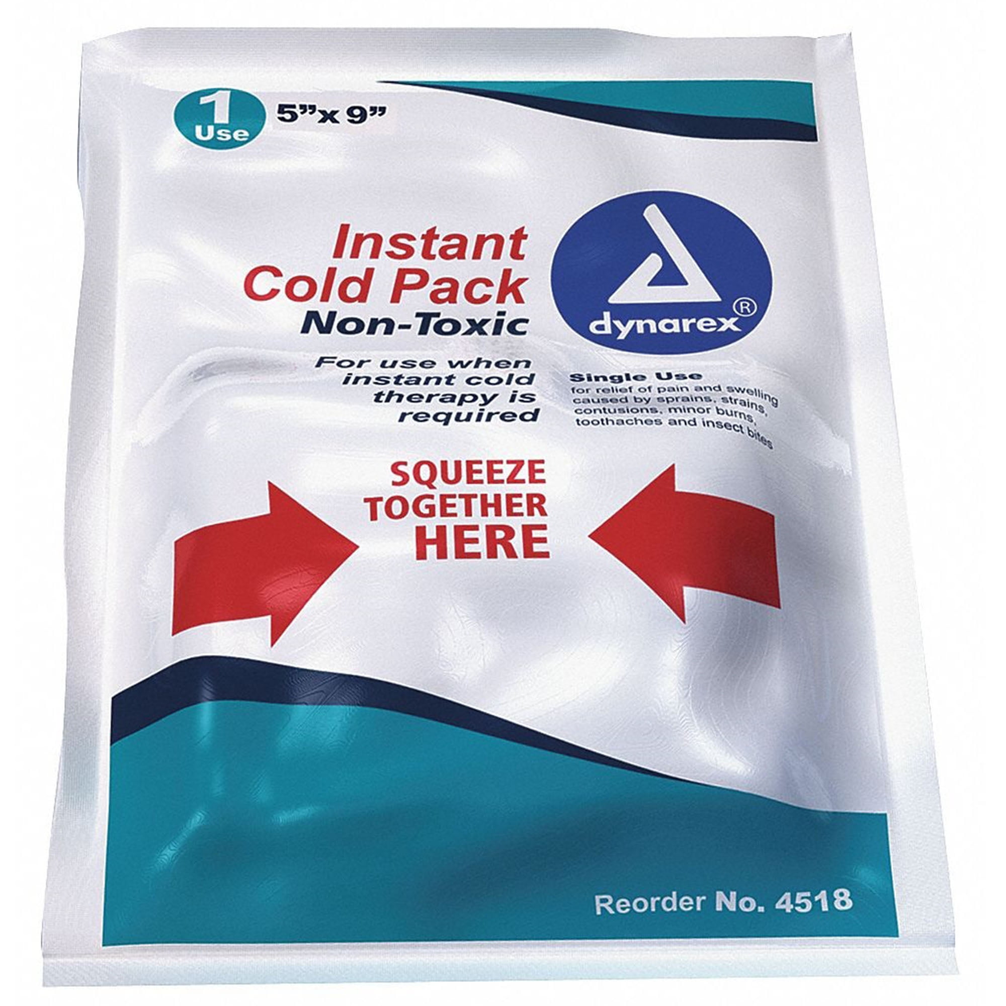 Dynarex Instant Cold Pack, Non-Toxic Disposable Ice Pack for Cold Compress, 5” x 9”, 24 Count