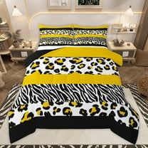 Manfei Animal Print Patchwork 3-Piece Full Size Comforter Sets for Teens Boys Girls,Animal Leopard Zebra Bedding Comforter Set,Geometric Stripes Lightweight Bedding Sets,Luxury Bedroom Decor