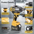 thumbnail image 5 of RELOIVE Cordless Impact Wrench Kit,885 FT-lbs(1200N.m) Max Torque,1/2" Heavy-Duty Brushless Motor,4-IN-1 Electric Impact Driver,2 x 4.0Ah Batteries for Car Home Repair, 5 of 14