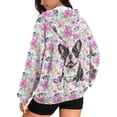 thumbnail image 2 of COEQINE Women's Fashion Hoodie Oversized Long Sleeve Sweatshirts Bulldogs and Flowers Pattern Full Zipper Y2K Jacket Soft Casual Wear Fall Winter Outfits Clothes with Pockets, XS, 2 of 7